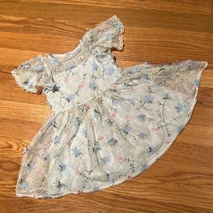 Laura Ashley Powder Blue Floral Tri-Layer Semi-Formal 18M Toddler Dress